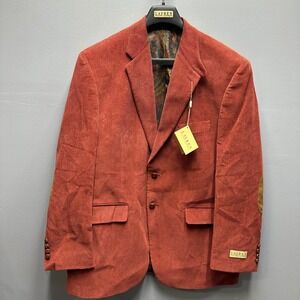 Lauren Ralph Lauren Brick Corduroy Blazer Suede Trim Elbow Patches 44R NWT